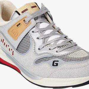 Gucci Men's Silver and Red Ultrapace Sneakers